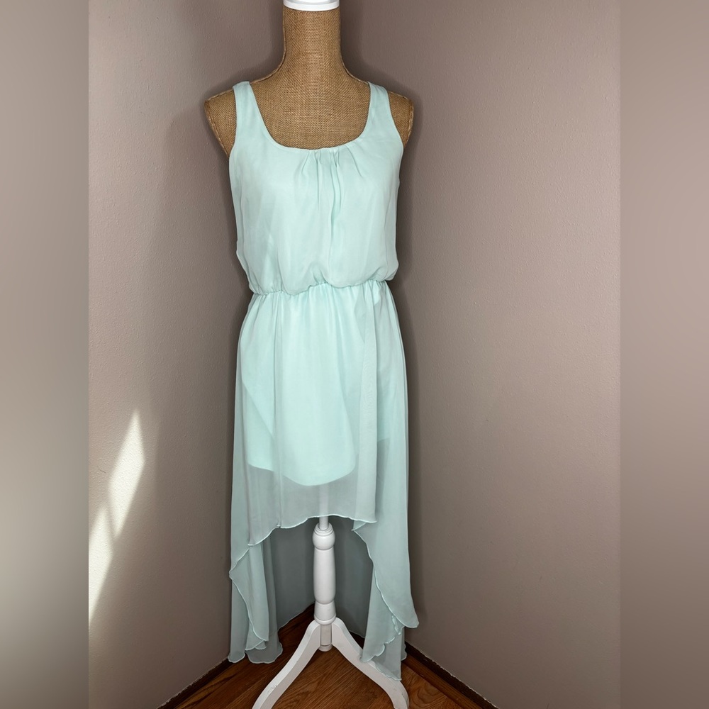 SNAP Light Mint Pastel High-Low Chiffon Dress - Women Size Medium